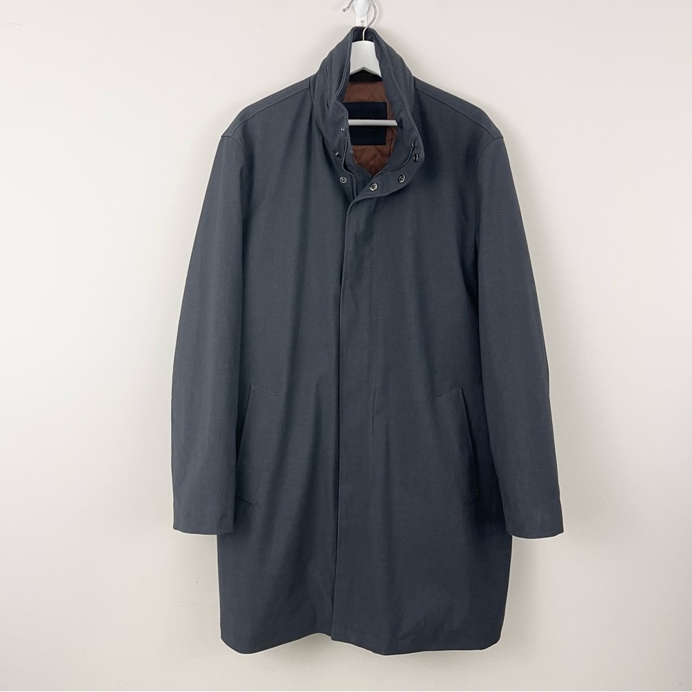 Jos. A. Bank Gray Overcoat Trench Zip Up Jacket with Warm Lining and Hood